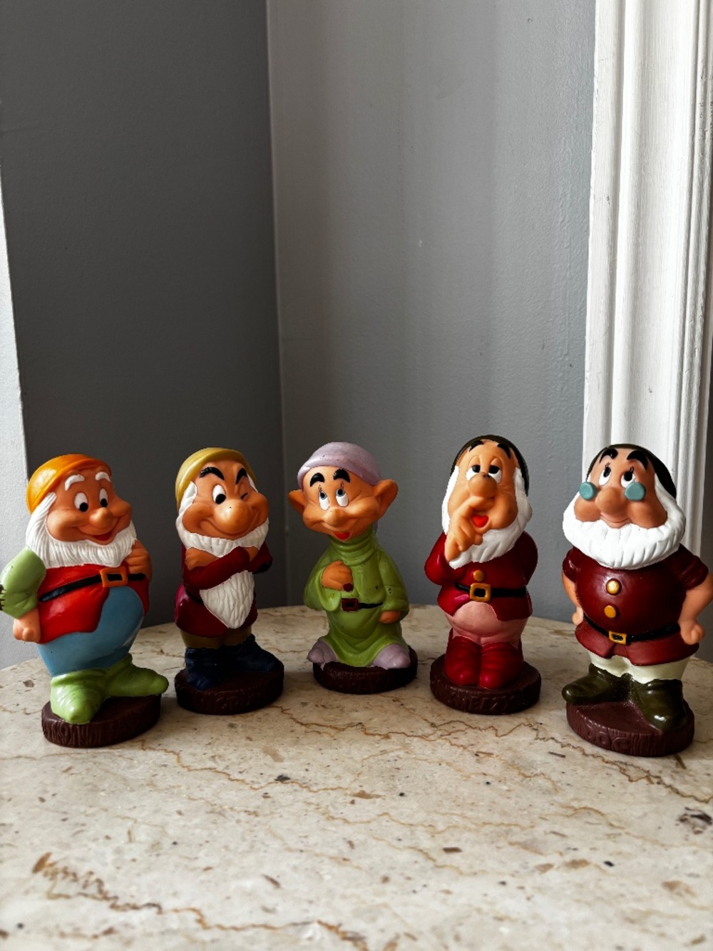 Vintage 1990s Disney Snow White and the Seven Dwarfs Vinyl Squeaker Toys - Lot o